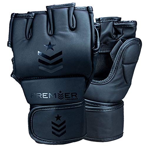 Revgear Guantes Premier MMA | desde el comienzo de tu primer campamento de entrenamiento hasta el momento en que tu mano se levanta en la jaula | Cómodos y duraderos (negro/negro, pequeño)