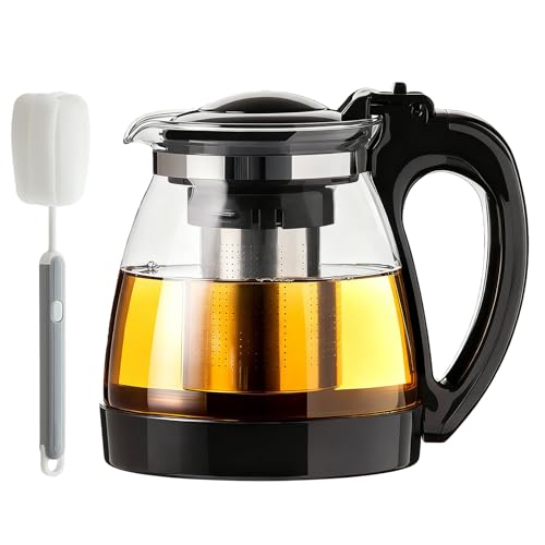 Tetera De Cristal De 2 Litros, Resistente Al Calor, Con Colador De Acero Inoxidable Y Cepillo De Limpieza, Para Té Suelto, Té Verde, Té De Hierbas Tetera De Cristal De 2 Litros, Resistente Al Calor, Con Colador De Acero Inoxidable Y Cepillo De Limpieza, Para Té Suelto, Té Verde, Té De Hierbas
