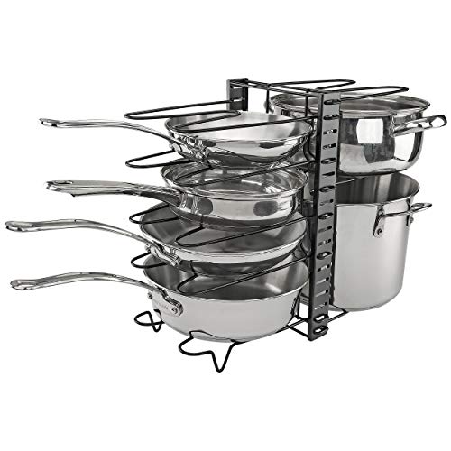 Southern Homewares Metal Pot and Pan Storage Rack – Double-Sided Vertical Cookware Display Shelf, Black