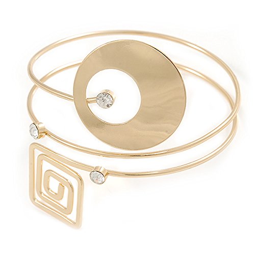 Image of Open Circle And Square Upper Arm / Armlet Bracelet In Gold Tone - 27cm L