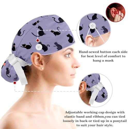 Gorro Quirúrgico para Mujer con Botones y Coleta miniatura 3