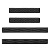 Calidad premium: las tiras protectoras para el umbral del automóvil están hechas de PVC de fibra de carbono de alta calidad, que es impermeable, antimanchas y duradero. Previene arañazos desagradables y proporciona protección.