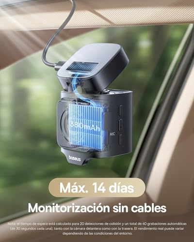 Cámara coche antivandálica Baseus VD1 Pro 4K con batería de 14 días en parking 4