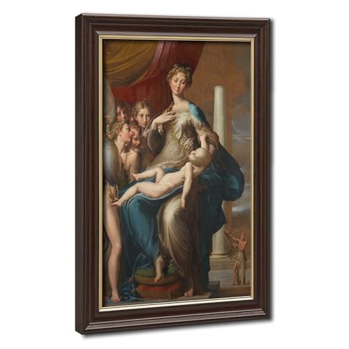 Poster Madonna avec le long cou Parmigianino - Impression sur toile avec cadre suspendu 20x30 cm