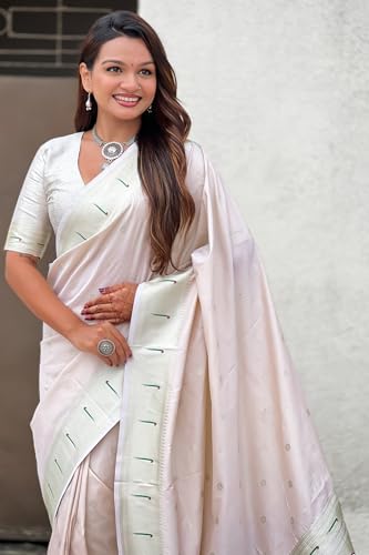 Image of SGF11 Women's Paithani Soft Lichi Silk Kanjivaram Sarees With Blouse Piece