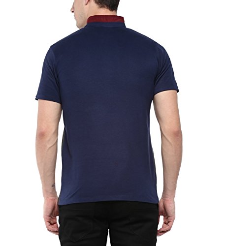 Image of Urbano Fashion Men's Navy, Maroon, Grey Half Sleeve Cotton Chinese Collar T-Shirt