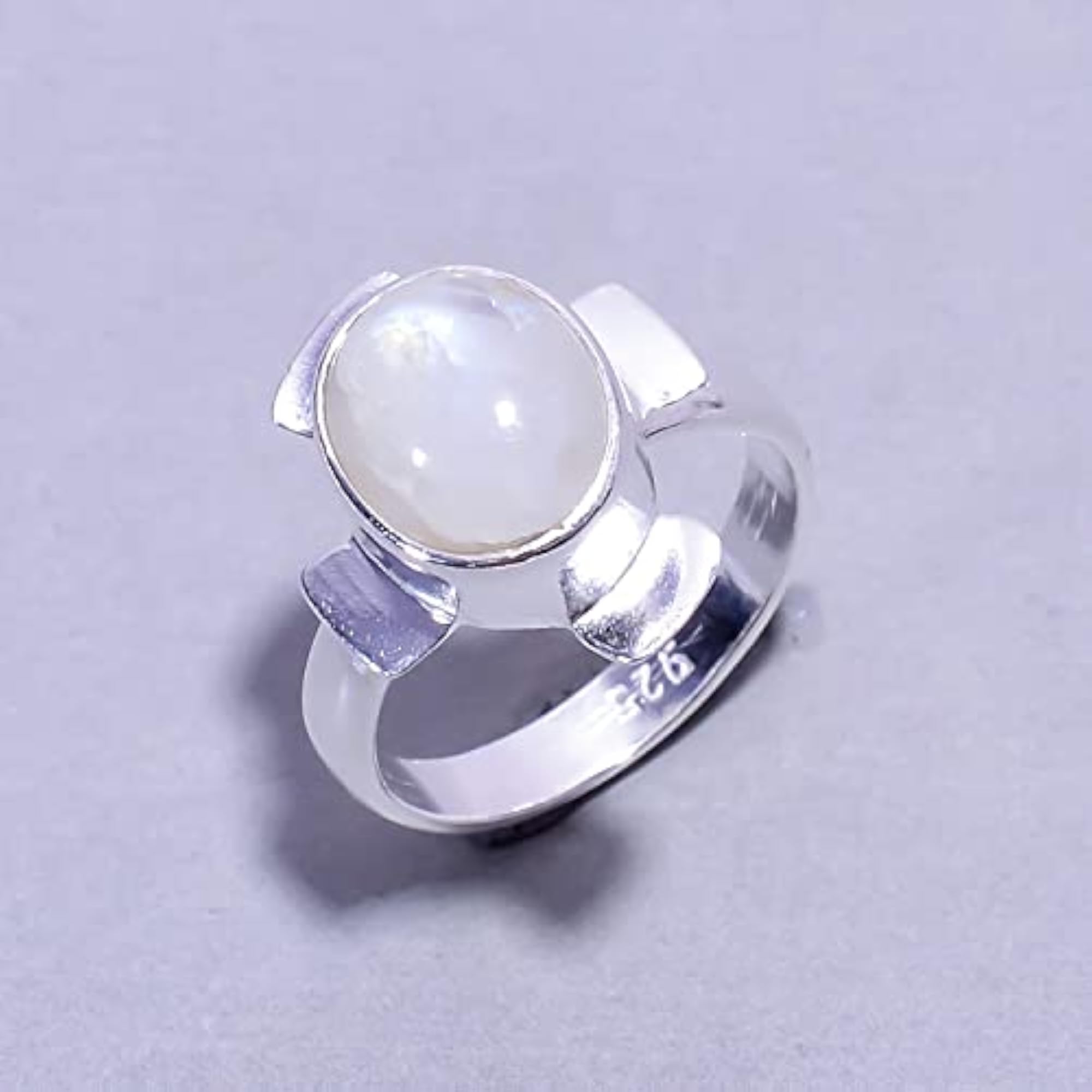 Children's Rainbow Moonstone Oval Shape 925 Sterling Silver Ring