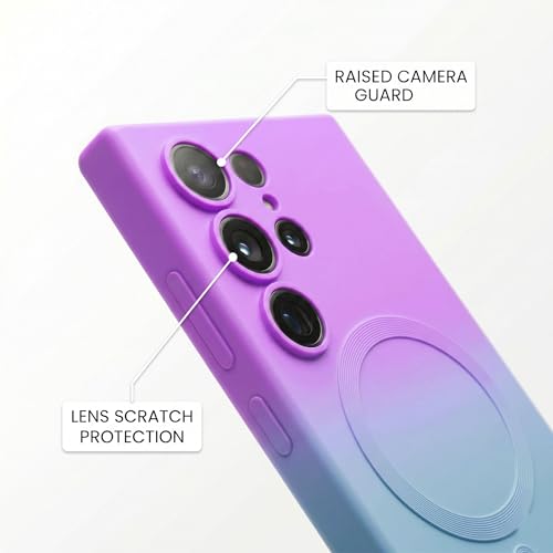 Image of amazon basics Gradient Mag-Safe Case for Samsung Galaxy S22 Ultra | Soft Silicone Shockproof Cover with Camera Protection | Slim Lightweight Design | Smooth Touch & Durable - Purple & Gray