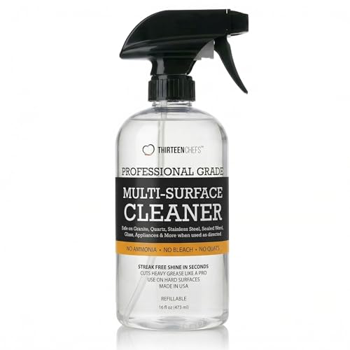 Image of Thirteen Chefs Multi-Surface Cleaner for Kitchen, Home and Bath - Cleans All Countertops, Stainless Steel, Glass, Floor and Tile - 16oz Spray Bottle