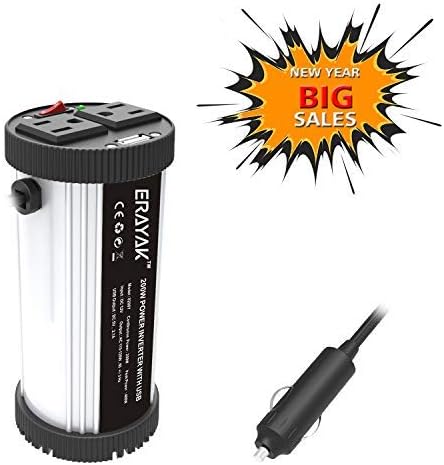 ERAYAK Power Inverter 200W 12V DC to 110V AC Car Inverter with 2 AC outlets and USB Charging Port Multi-purpose Cup Holder Car Converter