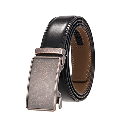 Men Belt Genuine Leather Belts Casual Waist Belt Men Belt Automatic Buckle Man (Color : Brown, Size : 130 cm) (Black 130 cm)