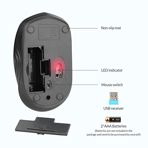Image of Rii Wireless Noiseless Mouse,2.4G Portable Computer Mice for PC, Laptop, Windows,Office Included Wireless USB dongle (Silent(Black)-New)