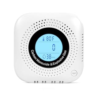 Daffypop Plug-in Carbon Monoxide & Natural Gas Leak Detector, 4-in-1 CO, Methane, Propane Alarm with Temperature & Humidity Monitor for Home, Kitchen, RV, Hotel, Travel – White
