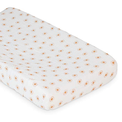 Housse de matelas à langer en coton doux Lulujo soleils drap table