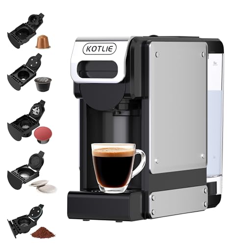 5 in 1 Espresso Single Serve Coffee Machine for Nespresso Original/Dolce Gusto/L’OR/Ground Capsule and ESE Coffee Pods,19Bar Multi-Capsule Coffee Machine ST-550 (ST-550-3)