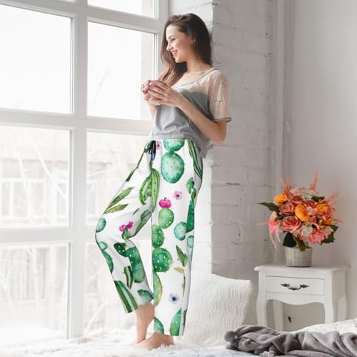 Pantalon de pyjama femme imprimé cactus idéal pour des soirées cocooning à la maison