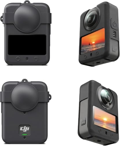 Image of M.G.R.J Soft Silicone Protective Case Cover for DJI Osmo 360 Action Camera, Camera Lens Cover Cap with Hand Strap (Black)