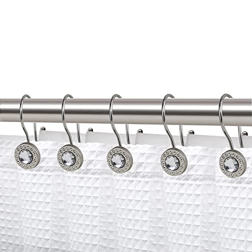 Utopia Alley Brushed Nickel Double Shower Curtain Rings - Rust Resistant - Set of 12 - Shower Curtain Hooks
