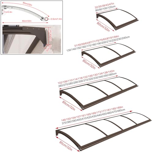 Marquesina para Puerta de Entrada Exterior Cubierta Transparente Techo 4