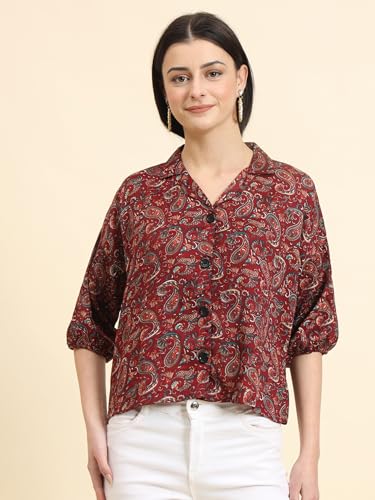 Image of Women's Cotton Blend Printed Combo (Pack of 2) Shirts - 3 /4 Sleeves V Collar Neck