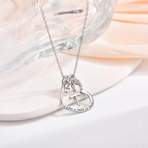 GULICX Cross Necklace for Girls Kids, Child of God Jewelry Christian Gifts for Easter Baptism First Communion Confirmation Valentines Birthday Christmas2