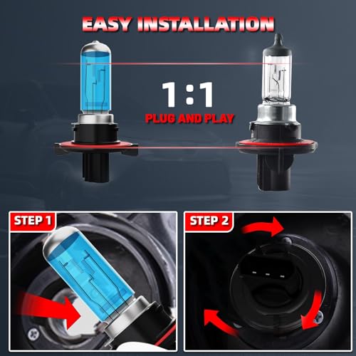 Image of Light Bulbs Fit For Ford Escape 2008-2012, 9008 High Low Beam High Performance Halogen Headlight Bulb Combo, 6000K White Light, Pack of 2