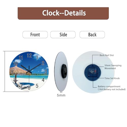 Image of XFM Tropical Beach Wall Clock 14 Inch Modern Glass