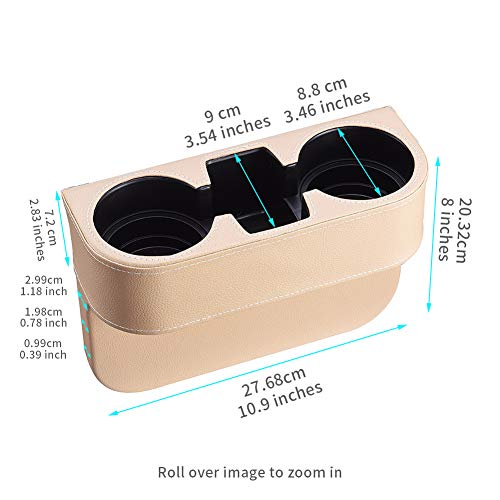 Image of BEIGE Multifunctional Car Cup Holder Car Seat Organizer Gap Filler Bottle Phone Storage Organizer