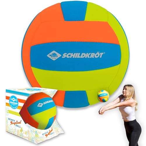 Schildkröt Neopren Beachball Tropical I Ø 21 cm I salzwasserfester & Rutschfester Volleyball I weiche, griffige Oberfläche I Ideal für Strand, Garten, Kinder & Erwachsene
