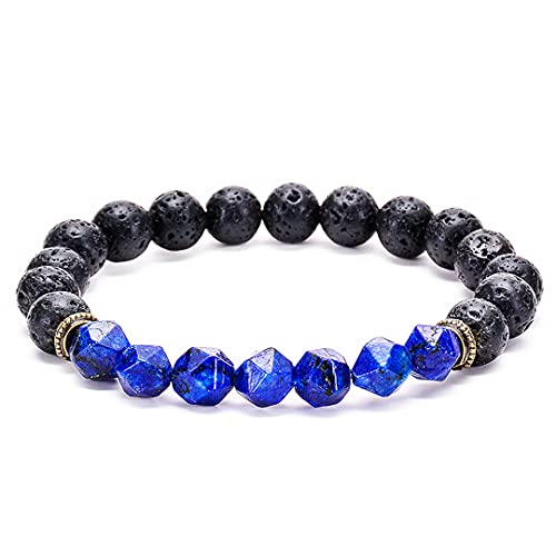 Pulsera piedras naturales, brazalete elástico volcanicas Cover