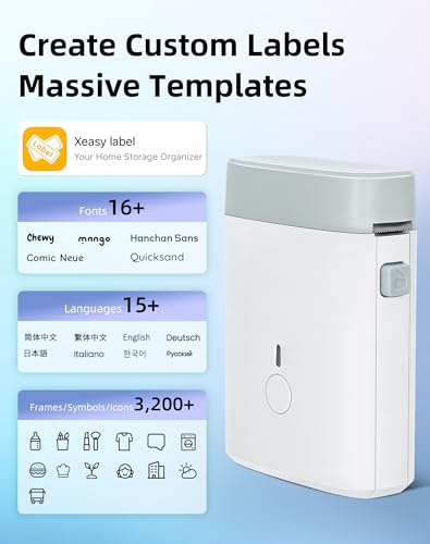 Image of Bluetooth Label Maker Machine with Tape - Mini Label Maker Simple Printing, Easy to Connect, 203DPI HD Printing, with Multiple Templates for Home Office Organization
