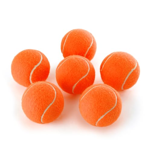 PHOEPET 6-Pack Tennis Balls for Beginner Training Practice- Bulk Dog Balls for Fetch Chew Toys(Orange)