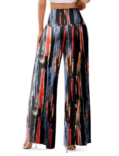 JZC Women's Palazzo Lounge Pants Stretchy Wide Leg Casual Pants Comfy High Waist Flowy Pants S-3XL