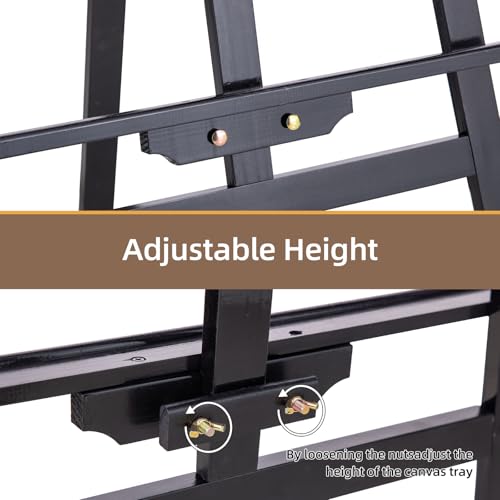 Image of Falling in Art Adjustable Wooden Easel Stand for Painting&Display, Black