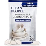 Clean People All Natural Dishwasher Pods - Cuts Grease & Rinses Sparkling Clean - Residue-Free - Phosphate Free Dishwashing Pods - Fragrance Free, 60 Pack