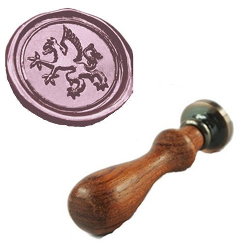 MNYR Heraldic Dragon Griffin Wax Seal Stamp Rosewood Handle Set Christmas Invitation Card Snail Mail Gift Wrapping Wine Package Sealing Stamp Griffin Wax Seal Stamp Set
