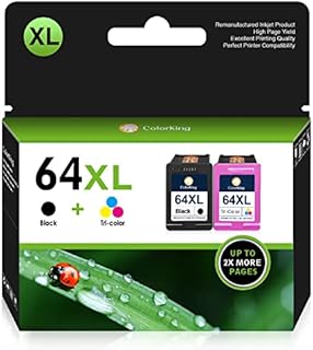 ColorKing Remanufactured Ink Cartridge Replacement for HP 64XL 64 XL Ink Cartridge for HP Envy Photo 7855 7858 7155 6255 7164 7864 7158 7160 6252 5542 Printer ( 1 Black, 1 Tri-Color )