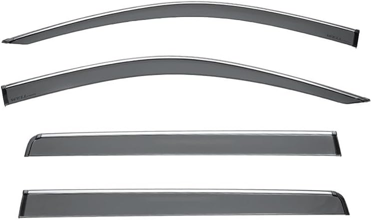 WELLvisors Out-Channel Window Visors Wind Deflectors Compatible with Chevrolet Chevy 2019-2026 Silverado GMC Sierra Crew Cab with Chrome Trim Rain Guards 3-847CH030