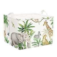 Clastyle Tropical Jungle Animals Baby Laundry Hamper Palm Tree Clothes Kids Storage Basket Collapsible Boys Girls Toy Box for Nursery Room