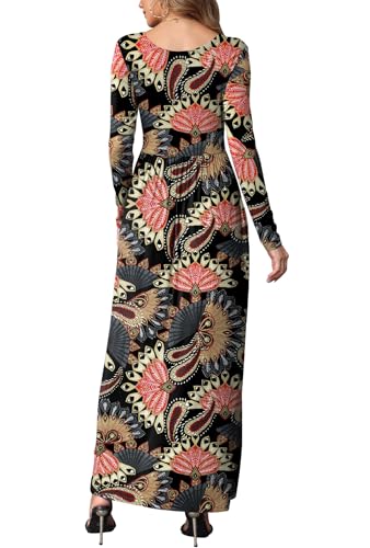 Image of EUOVMY Women's Long Sleeve Loose Maxi Dresses Casual Long Dresses with Pockets