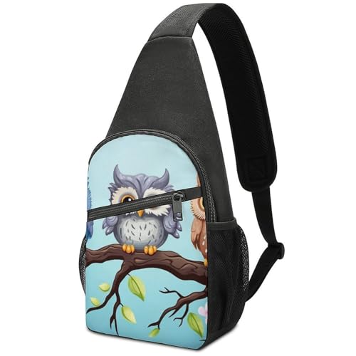 Mochila Sling Bag Owls on A Branch para senderismo miniatura 1