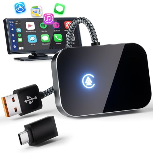 Wireless CarPlay Adapter for iPhone-2025 Upgraded Convert Wired to Wireless Plug & Play CarPlay Dongle with USB-C, Non-Delay Mini CarPlay Wireless Adapter for iPhone iOS 10+ & Cars Since 2016 (Black)