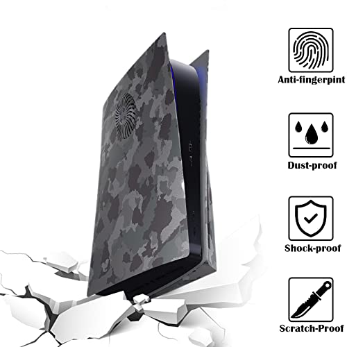 Image of Face Plate Cover Shell with Cooling Vents for PS5 Disc Edition Console FacePlate, Accessories Compatible with PlayStation 5 Protective Replacement Panels (Gray Camouflage)