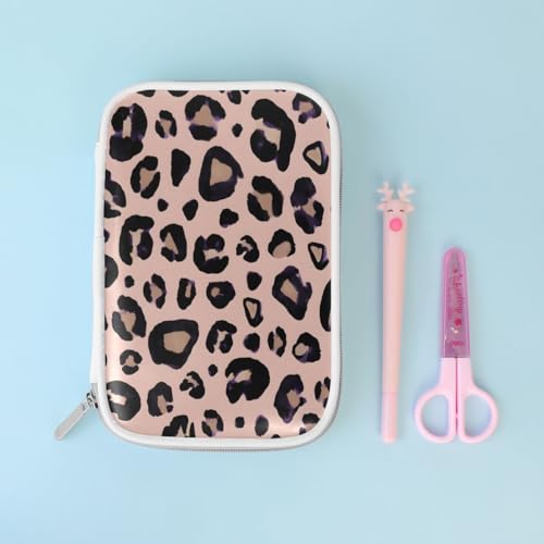 Image of Bolaz Leopard Print Cheetah Pink Pencil Case Pen Case Pencil Bag Pouch Zipper Organizer Stationery School Bag Holder Makeup Bag for Kids Teen Office