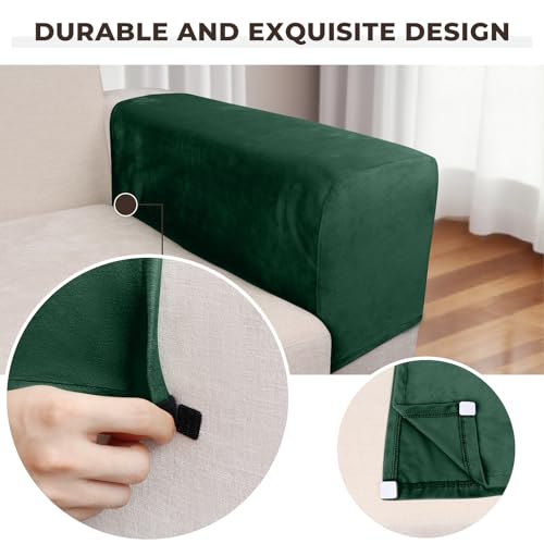 Image of Couch Arm Covers 2 Pcs Sofa Armrest Covers Stretch Couch,Armrest Cover for Chairs Scratch-Resistant Sofa Arm Cover Armchair Slipcovers,Christmas Green