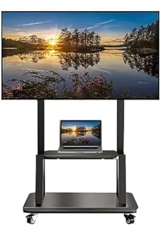 Mobile TV Stand, Rolling TVs Cart for 32-75 Inch LCD LED Flat Panel Curved Screen, Height Adjustable Shelf Rolling Floor Stand with Wheels as a Movable Portable TV Stand, Max VESA 600x400mm