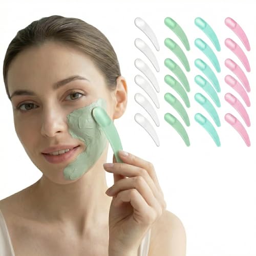 hankousi Lot de 20 mini spatules de maquillage jetables en plastique incurvées pour application de masque et crème (multicolore)