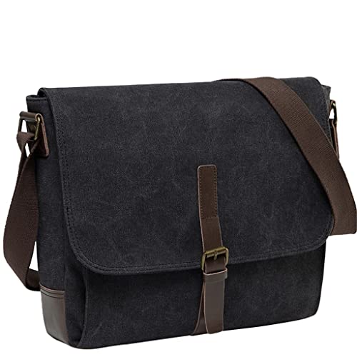 Messenger Bag for Men Vintage Resistant Waxed Canvas 15.6 Inch Laptop Briefcase Padded Shoulder Bag