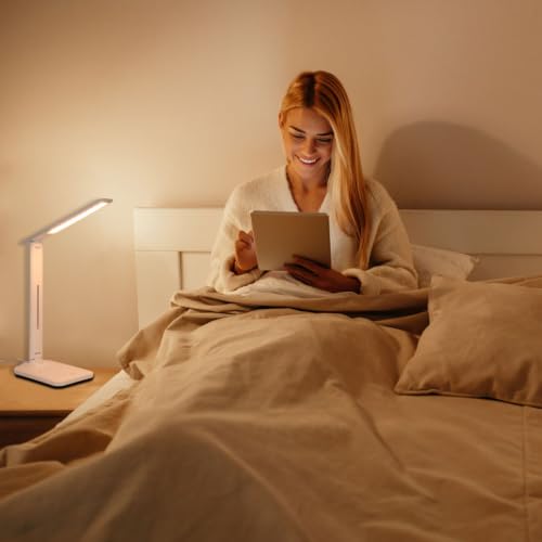 Lampe de bureau pliable TEKLED tactile et variable avec chargeur USB