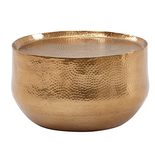 FineBuy Table Basse de Salon Aluminium Martelée 60x60x35 cm Metal Orientale Or | Petite Table de...